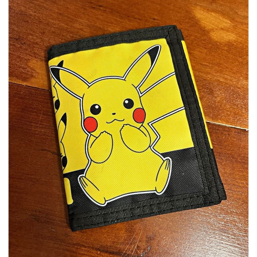 Bioworld Pokémon Pikachu Boys Trifold Hook & Loop Nylon Wallet Yellow/Black